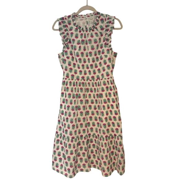 NWT J.Crew Mini Dress With Ruffle Sleeve White Floral Size 6 - Picture 2 of 8
